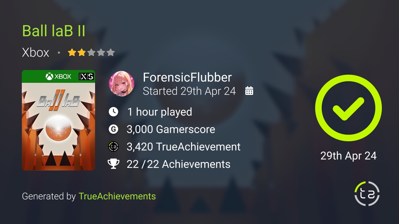 Ball laB II achievement summary